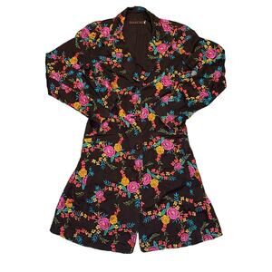 Johnny Was Jacket Women’s Medium Brown Floral Embroidered Boho 100% Cotton EUC